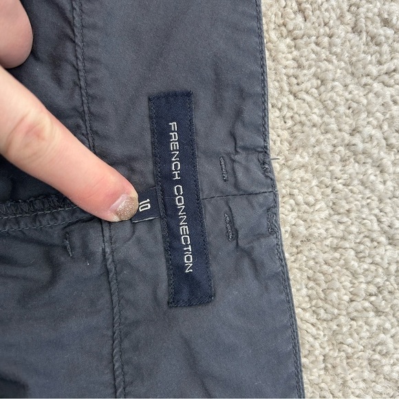 French Connection High Waisted 3-button grey blue Fit Wide-Leg Long Pant Size 10 - Picture 8 of 10